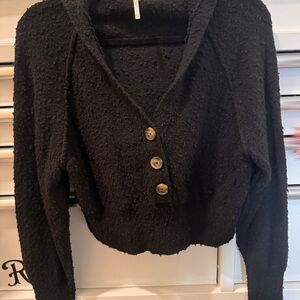 Free People Black Textured Cardigan